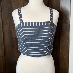 Altar’d State Women’s Size L sleeveless blouse cropped tank top blue stripe